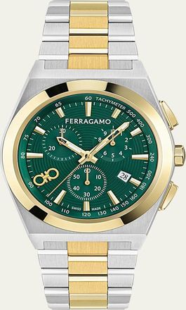 Ferragamo Vega Upper East Chrono Two-Tone Bracelet Watch, 42mm