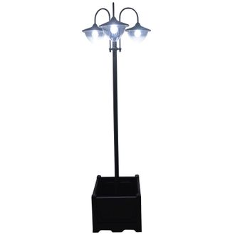 OUTSUNNY Farol Solar De Jard&iacute;n Con 18 Luces Led Blanca Fr&iacute;a 6000k Impermeable Ip44 Sensor De Noche Base De Maceta Farola Exterior Para Terraza 60x55x189cm
