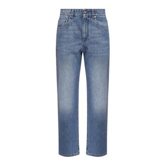 Brunello Cucinelli Brunello Cucinelli, Straight Jeans, female, Blue, Size: M Retro Five-Pocket Trousers