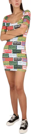Kenzo Bodycon with Square Neckline Dress - Multicolor