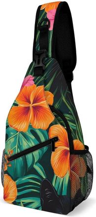 Generic Cats Hawaiian Mens Crossbody Chest Sling Bag for Travel Hiking Lightweight Shoulder Bags with Small Side