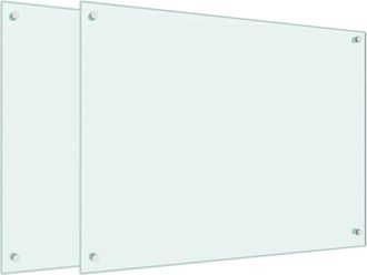 vidaXL Paraschizzi per Cucina 2 pz Bianchi 80x60 cm in Vetro Temperato - Vidaxl
