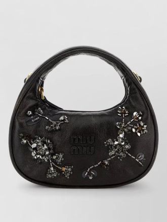 Miu Miu nappa leather handbag floral embellished handle