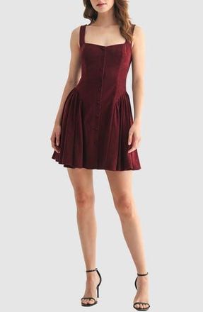 Lush Corduroy Button Flare Minidress in Burgundy at Nordstrom Rack, Size X-Large