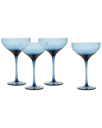 Fortessa Set Of 4 Gala Glass Blue Coupe Cocktail Glasses