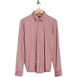 BOSS Slim Fit Roan Kent Button-Up Shirt in Dark Pink at Nordstrom Rack, Size Xx-Large