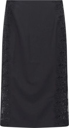 Rotate Pencilrok met kanten inzet - Dames - Kokerrokken - Zwart - M - Polyester - Rokken