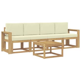 vidaXL Conjunto De Sof&aacute;s De Exterior Con Coj&iacute;n 5 Pcs Blanco Y Crema Vidaxl