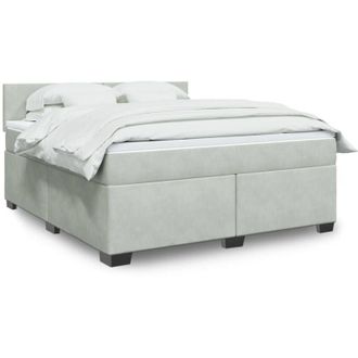 vidaXL Vidaxl - Cama Box Spring Con Colch&oacute;n Terciopelo Gris Claro 180x200 Cm