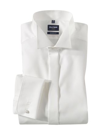 Olymp Smokinghemd OLYMP Luxor modern fit, Herren, Gr. 37, N-Gr, beige, Web, Obermaterial: 100% Baumwolle, Umschlagmanschette, Hemden Smokinghemd