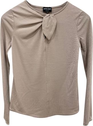 Giorgio Armani Wool & Silk Bow Detail Top Size S