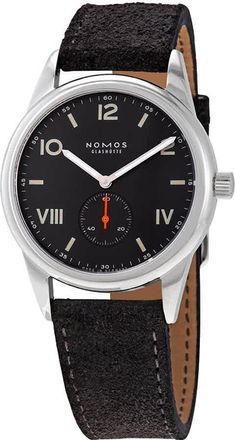 NOMOS Glash&uuml;tte Club Campus Black Dial Black Leather Mens Watch 736