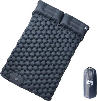 vidaXL Colch&oacute;n De Camping Autoinflable Con Almohadas 2 Personas Gris Vidaxl