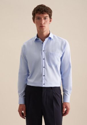 Seidensticker Businesshemd SEIDENSTICKER Regular, Herren, Gr. 3XL (47), normale &Auml;rmell&auml;ngen, blau (hellblau), 100% Baumwolle, unifarben, regular fit, 2-Knopf-Mansch