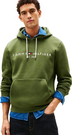 Tommy Hilfiger Herenlogo Hoodie (Dennengroen)
