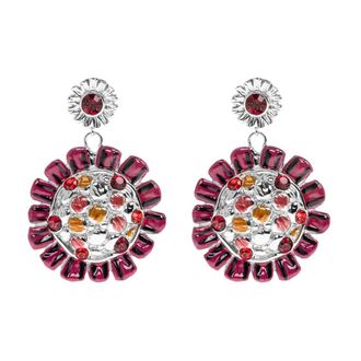 Marni Oorbellen met bloemmotief van messing - Dames - Oorbellen - Rood - ONE Size - Accessoires