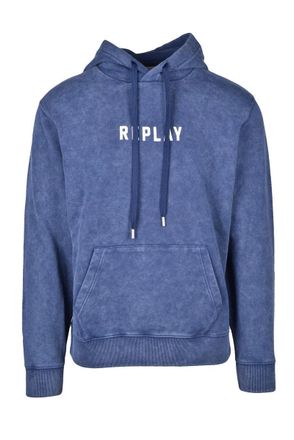 Replay Blue Men Cotton Hoodie