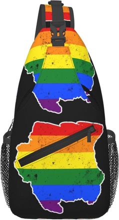 Generic Suriname Rainbow Pride Map Flag Shoulder Bag Trendy Chest Bag Anti Theft Backpack For Outdoors Workout Women