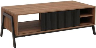 Hhg [nunca Usado] Mesa De Centro Hhg-155, Mesa De Sal&oacute;n, Mesa De Sof&aacute;, Compartimentos De Almacenamiento, Puerta Corredera, Mdf, Metal, Melamina, 42 X 120 