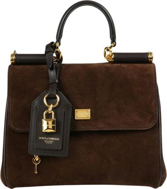 Dolce & Gabbana My Sicily Small Handtas - Dames - Tassen - Bruin - Maat: ONE Size Katoen