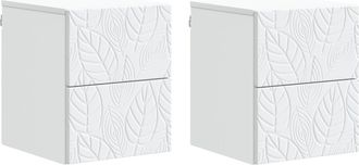 vidaXL Mesita De Noche De Pared 2 Uds. Blanco 34,5 X 33 X 40 Cm Vidaxl