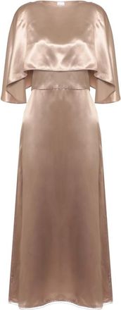 Fabiana Filippi Jurk van Viscose met V-hals - Dames - Feestkleedjes - Bruin - S - Kleedjes