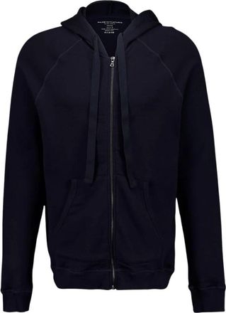 Majestic Filatures Cotton Zipped Hooded Sweatshirt - Heren - Vesten met rits - Blauw - M - Katoen - Hoodies & sweatvesten