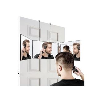 OEM Espejo De 360 Grados, Espejo Plegable De 3 Lados, Espejo De Aumento Negro De 3 V&iacute;as, Espejo Plegable Y Ajustable Port&aacute;til De Pared Con Gancho Altament