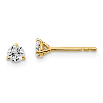 Diamond2Deal 14k Yellow Gold 1/3 ct Round Lab Grown Diamond Stud Earrings VS Clarity, G-H Color