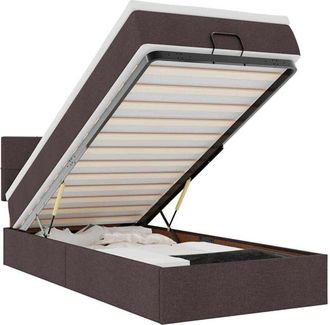 vidaXL Cama Otomana Con Colch&oacute;n Marr&oacute;n Oscuro 90x200 Cm Tela Vidaxl