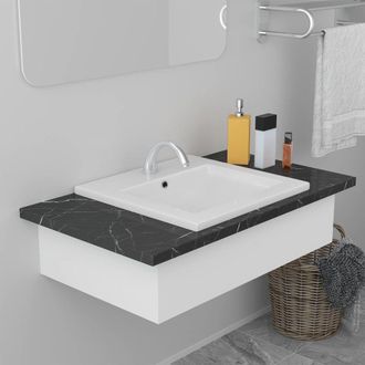Berkfield Home Built-in Basin 42x39x18 cm Ceramic White | Size: 42 x 39 x 18 cm