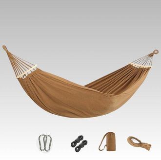 OEM Hamaca Doble Antivuelco, 190 X 150 Cm, Capacidad De Carga 300 Kg, Correas De Tensi&oacute;n, Hebilla De Pico De Pato Y Mosquet&oacute;n, Balc&oacute;n, Color Beige