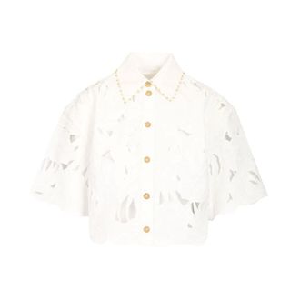 Zimmermann Shirts, female, White, Size: XS Mahon Embroidered Crop Shirt