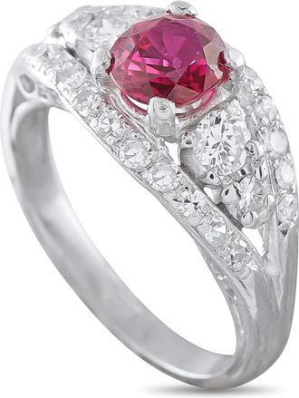 Luxury Bazaar Platinum 0.60ct Diamond Ruby Ring MF17-072826