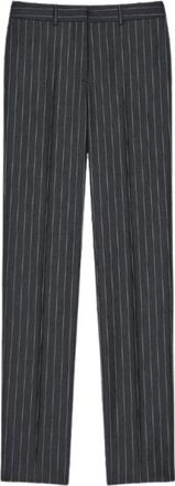 Givenchy Broeken, Dames, Grijs, S, Wol, Skinny Gestreept Wol Pantalon