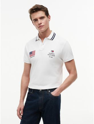 Tommy Hilfiger Mens Regular Fit USA Soccer Polo - White - XXL