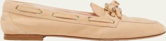 Roger Vivier Roundytoe Strass Suede Boat Loafers