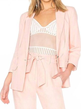 Joie Linen Chinsed Waist Blazer In Pink