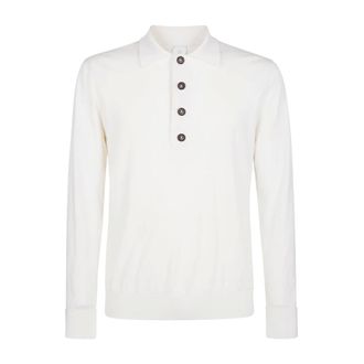 Eleventy Truien & Vesten, Heren, Wit, XL, Katoen, Maglia Polo 4 Bottoni ML