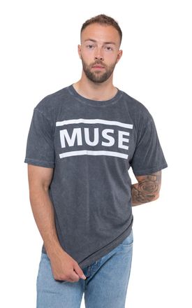 Muse T Shirt Band Logo Official Mens Dye Wash Black XXL