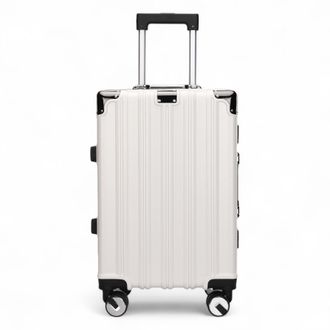 Infinity Leather Unisex Robust White Hard Shell Cabin Suitcase Luggage Suitable for Easyjet, Ryanair, Wizzair - Size Small