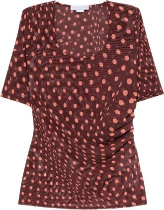Stella McCartney Red Polka Dot Scoop Neck Top