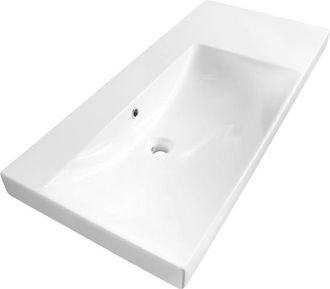 Saniclass Wave Meubelwastafel - 100x46x7.5cm - overloop - 1 wasbak links - zonder kraangaten - keramiek - wit