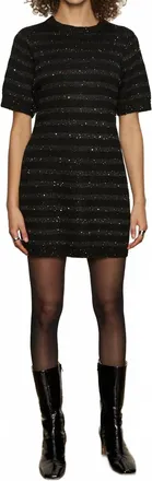 Sanctuary Shine T Shirt Sweater Dress In Black With Black Shine