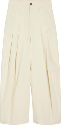 Brunello Cucinelli Pleated Wide-leg Cotton-blend Trousers - White - 42 (UK10 / S)