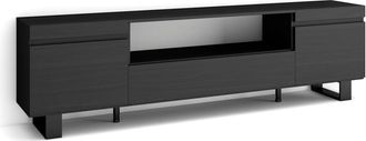 Skraut Home Mueble tv efecto madera negro 200x35x57cm con patas