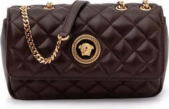 Versace Quilted Lambskin Shoulder Bag Brown