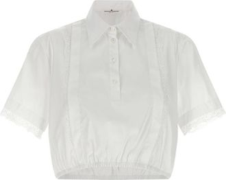 Ermanno Scervino Cropped Katoen Poplin Blouse - Dames - Blouses - Wit - XS - Katoen - Overhemden