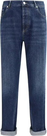 Brunello Cucinelli Cotton Straight-Leg Jeans - Blue