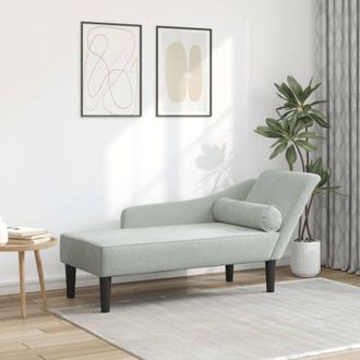 vidaXL Chaise Longue con Cuscini Grigio Chiaro in Velluto - Vidaxl
